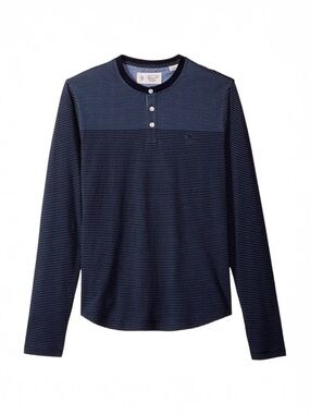 Original Penguin Men's Engineered Feeder Stripe Henley Long Sleeve T-Shirt Large